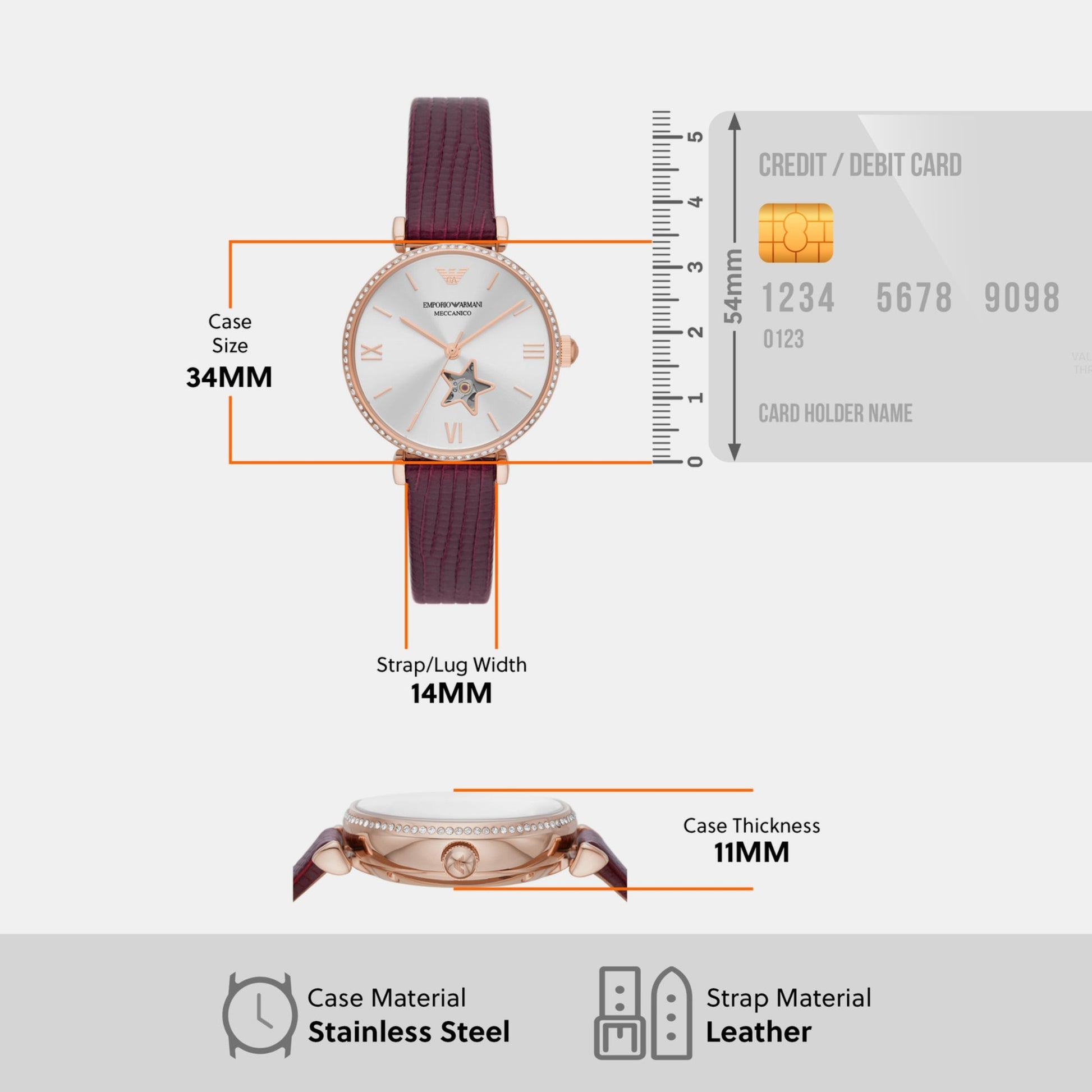  Shop Authentic Emporio Armani Meccanico Automatic Silver Dial Burgundy Leather Strap Watch For Women - AR60044 - Luxxuri