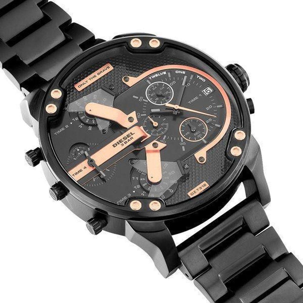  Shop Authentic Diesel Big Daddy Black Dial Black Steel Strap Watch For Men - DZ7312 - Luxxuri