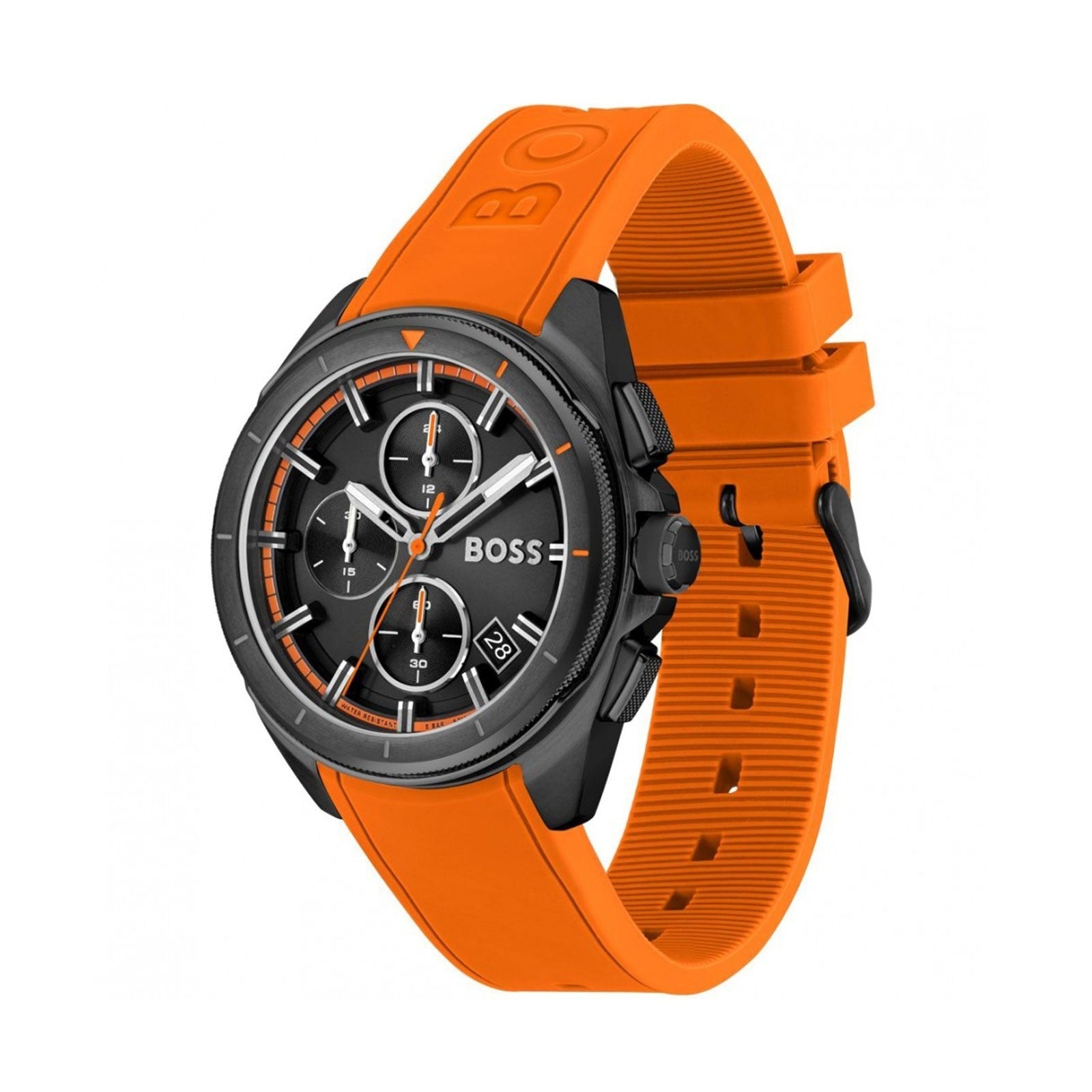  Shop Authentic Hugo Boss Volane Black Dial Orange Silicone Strap Watch for Men - 1513957 - Luxxuri