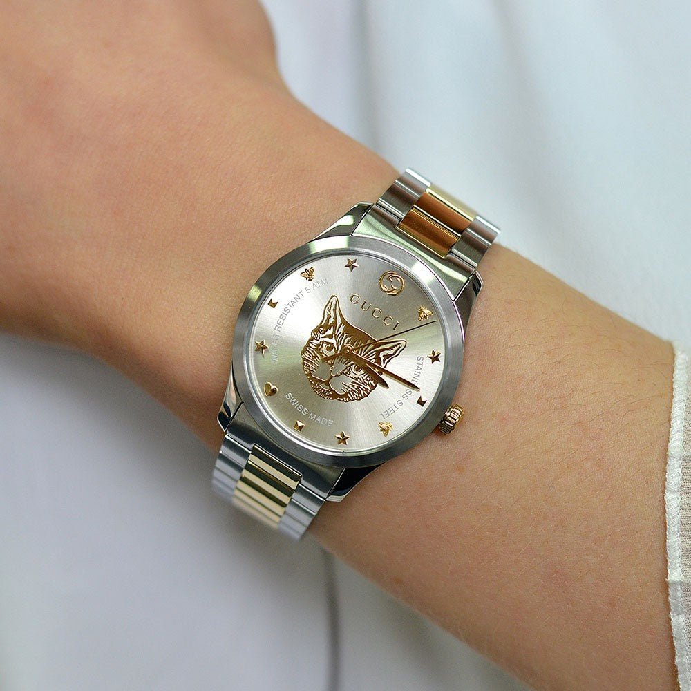  Shop Authentic Gucci G Timeless Silver Dial Two Tone Steel Strap Watch For Women - YA1264074 - Luxxuri