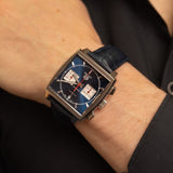  Shop Authentic Tag Heuer Monaco Automatic Chronograph Blue Dial Black Leather Strap Watch for Men - CAW211P.FC6356 - Luxxuri