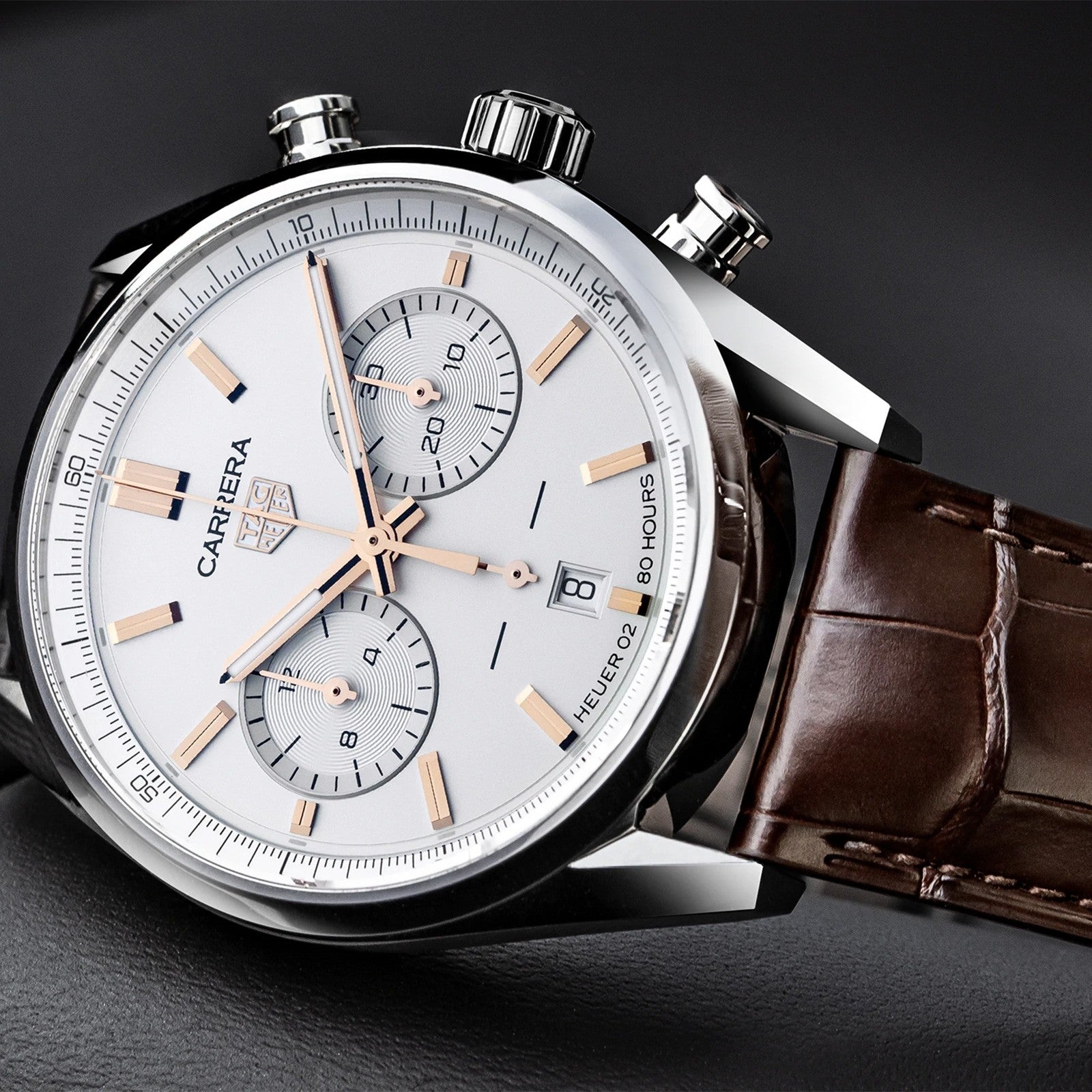  Shop Authentic Tag Heuer Carrera Chronograph White Dial Brown Leather Strap Watch for Men - CBN2013.FC6483 - Luxxuri