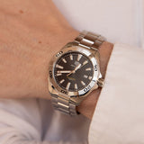  Shop Authentic Tag Heuer Aquaracer Black Dial Silver Steel Strap Watch for Men - WBD1110.BA0928 - Luxxuri