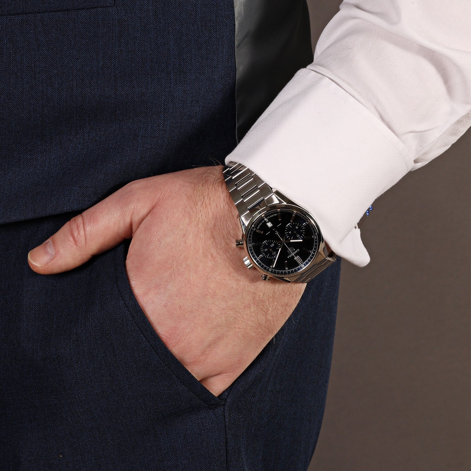  Shop Authentic Tag Heuer Carrera Chronograph Blue Dial Silver Steel Strap Watch for Men - CBN2011.BA0642 - Luxxuri