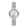 Emporio Armani Kappa Silver Dial Silver Mesh Bracelet Watch For Women - AR11128