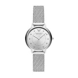  Shop Authentic Emporio Armani Kappa Silver Dial Silver Mesh Bracelet Watch For Women - AR11128 - Luxxuri