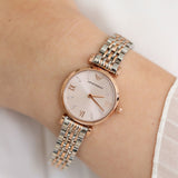  Shop Authentic Emporio Armani Gianni T Bar Pink Dial Two Tone Steel Strap Watch For Women - AR11223 - Luxxuri