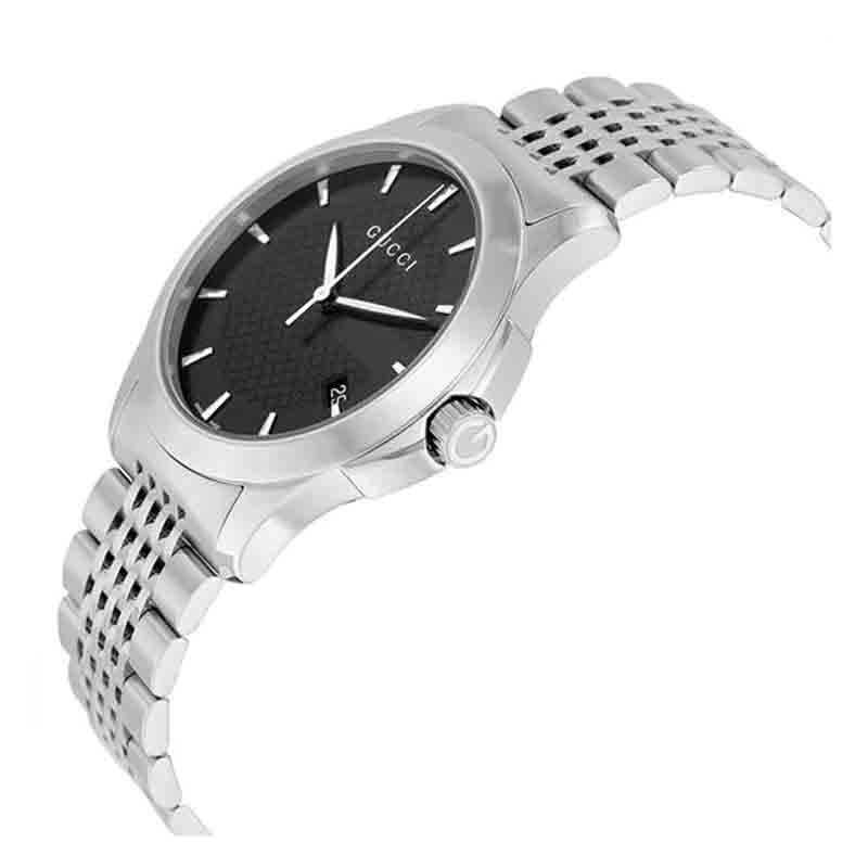  Shop Authentic Gucci G Timeless Diamonds Black Dial Silver Steel Strap Watch For Men - YA126405 - Luxxuri