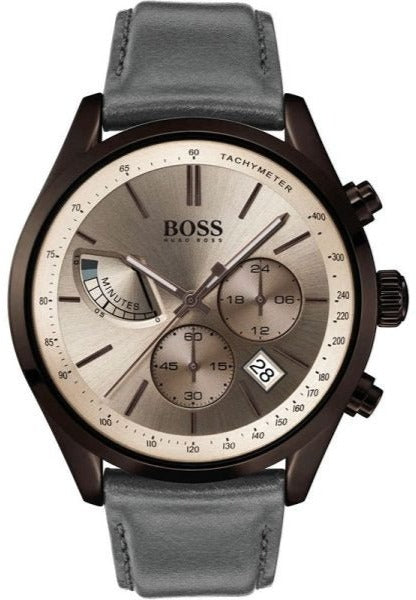  Shop Authentic Hugo Boss Grand Prix Silver Dial Grey Leather Strap Watch for Men - 1513603 - Luxxuri