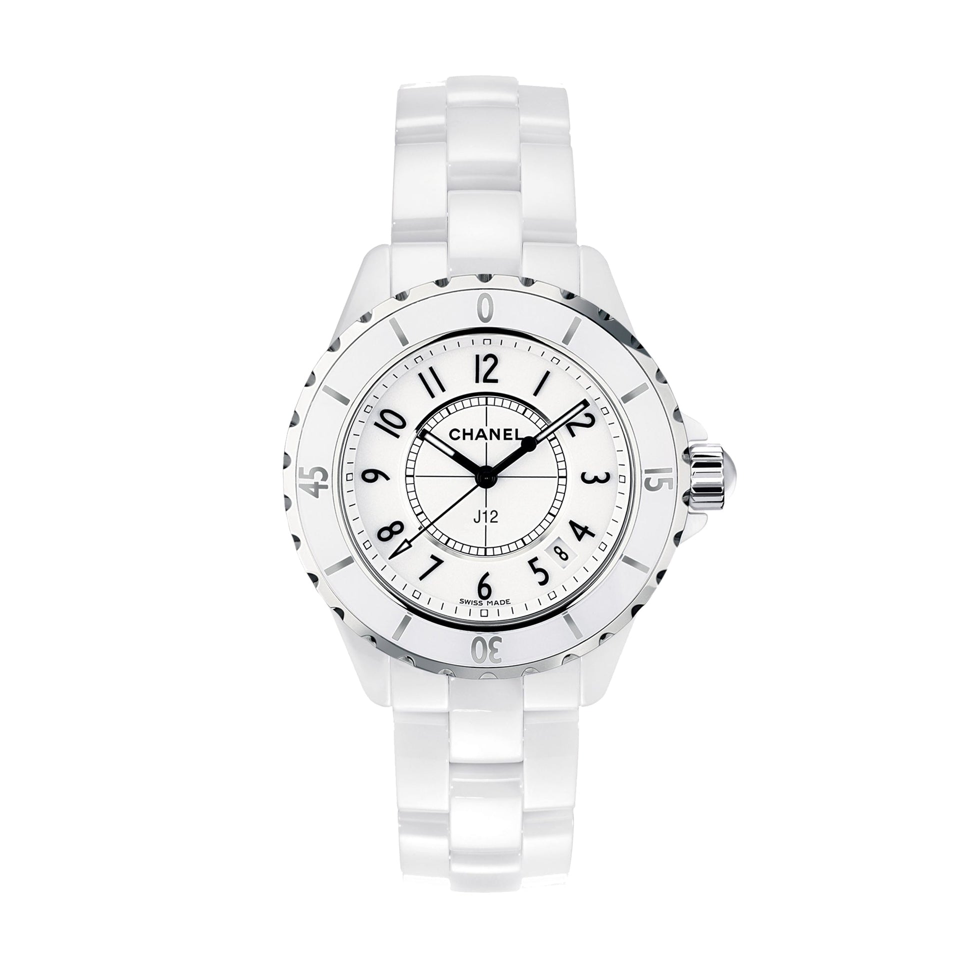  Shop Authentic Chanel J12 Quartz White Dial White Steel Strap Watch for Women - J12 H5698 - Luxxuri