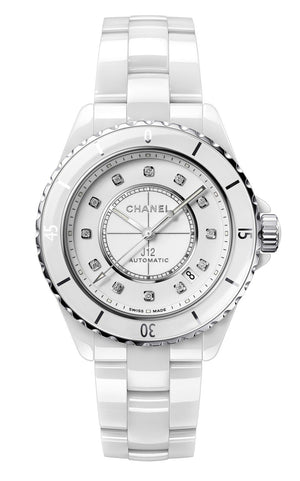  Shop Authentic Chanel J12 Quartz Diamonds White Dial White Steel Strap Watch for Women - J12 H5703 - Luxxuri