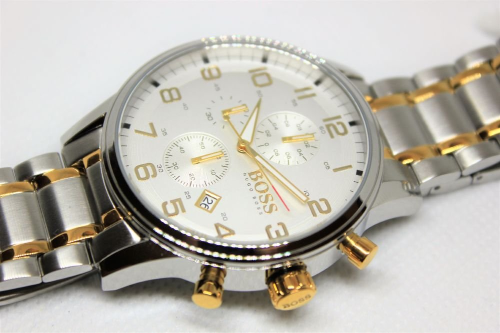  Shop Authentic Hugo Boss Areoliner Chronograph White Dial Two Tone Steel Strap Watch for Men - 1513236 - Luxxuri