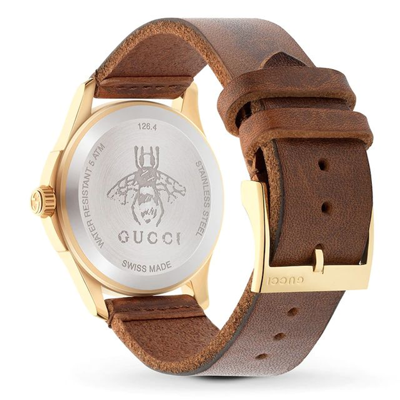  Shop Authentic Gucci G Timeless Quartz Two Tone Dial Brown Leather Strap Watch For Men - YA126451B - Luxxuri