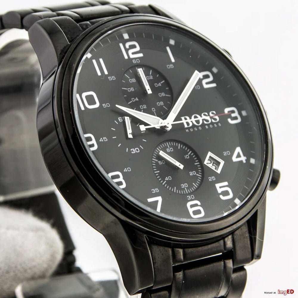  Shop Authentic Hugo Boss Chronograph Black Dial Black Steel Strap Watch for Men - 1513180 - Luxxuri