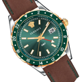  Shop Authentic Versace Hellenyium Green Dial Brown Leather Strap Watch for Men - V11090017 - Luxxuri