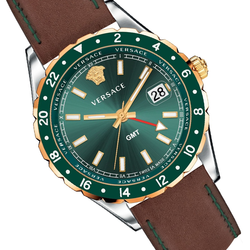  Shop Authentic Versace Hellenyium Green Dial Brown Leather Strap Watch for Men - V11090017 - Luxxuri