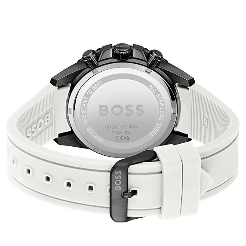 Shop Authentic Hugo Boss Admiral Chronograph Black Dial White Rubber Strap Watch for Men - 1513966 - Luxxuri