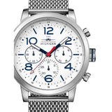  Shop Authentic Tommy Hilfiger Jake Quartz White Dial Silver Mesh Bracelet Watch for Men - 1791233 - Luxxuri