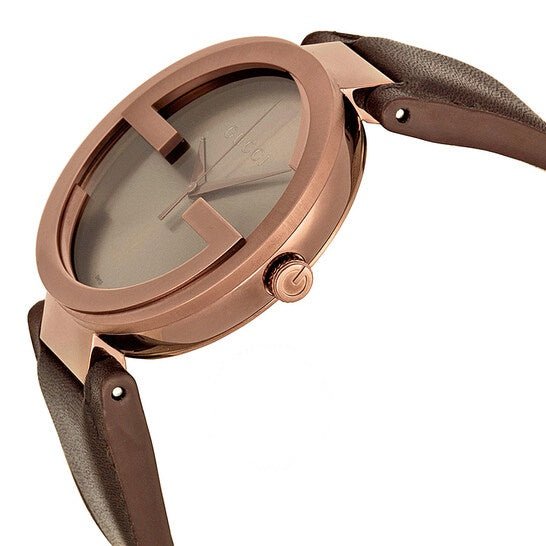  Shop Authentic Gucci Interlocking Iconic Brown Dial Brown Leather Strap Watch For Women - YA133207 - Luxxuri