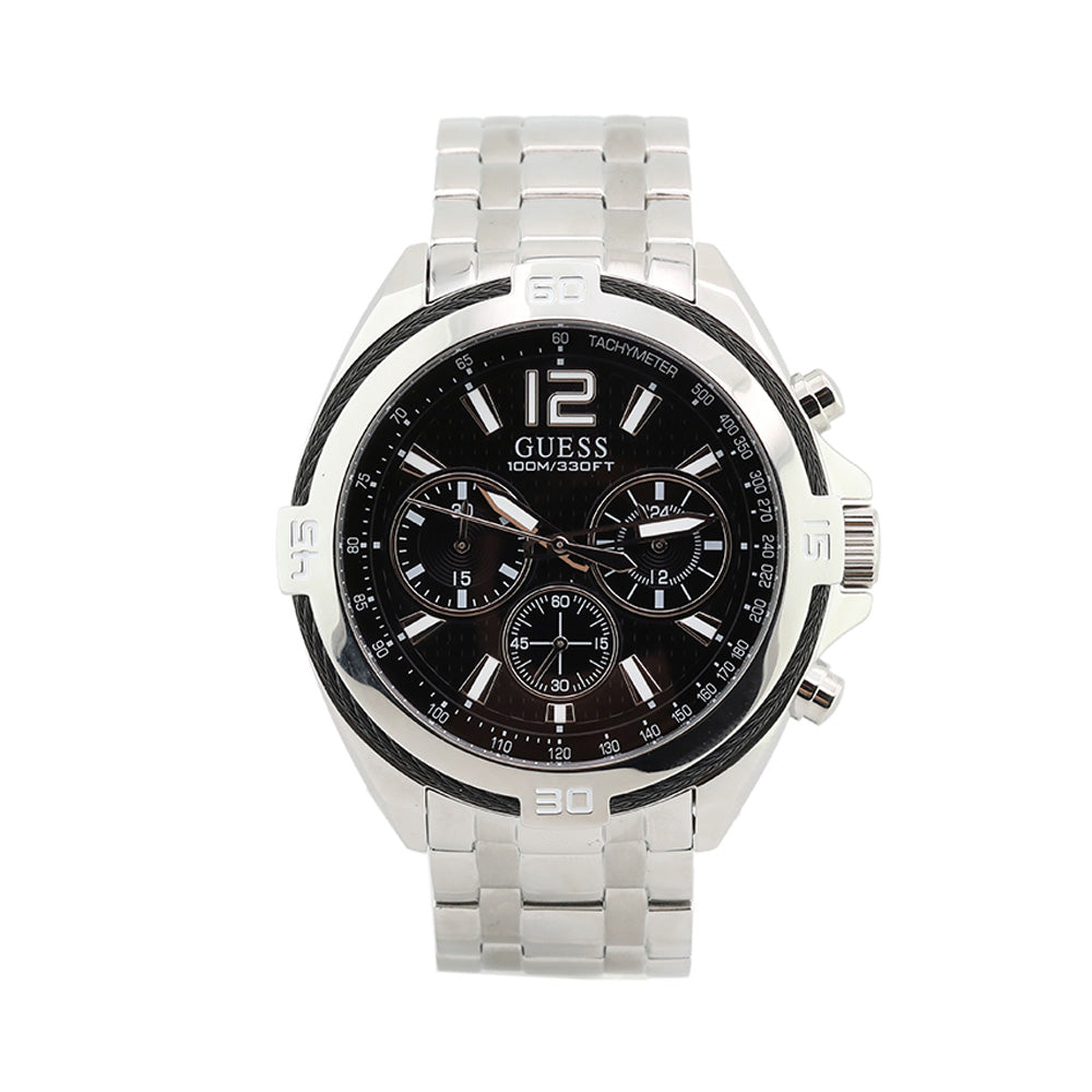  Shop Authentic Guess Surge Chronograph Black Dial Silver Steel Strap Watch for Men - W1258G1 - Luxxuri