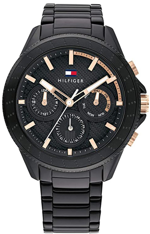  Shop Authentic Tommy Hilfiger Aiden Chronograph Black Dial Black Steel Strap Watch For Men - 1791858 - Luxxuri