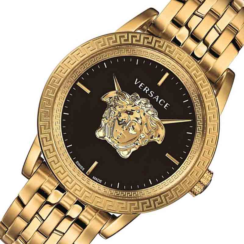  Shop Authentic Versace Palazzo Empire Black Dial Gold Steel Strap Watch for Men - VERD00818 - Luxxuri