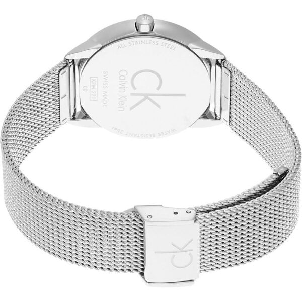  Shop Authentic Calvin Klein Minimal Black Dial Silver Mesh Bracelet Watch for Women - K3M22123 - Luxxuri