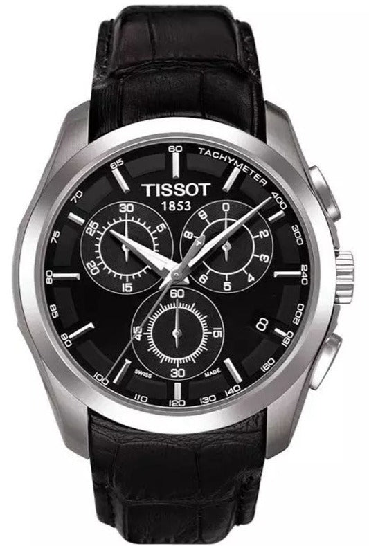  Shop Authentic Tissot T Classic Couturier Chronograph Black Dial Black Leather Strap Watch For Men - T035.617.16.051.00 - Luxxuri