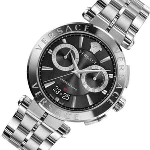  Shop Authentic Versace Aion Chronograph Black Dial Silver Steel Strap Watch for Men - VBR080017 - Luxxuri