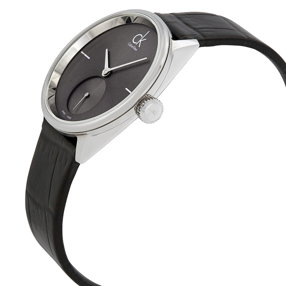  Shop Authentic Calvin Klein Accent Black Dial Black Leather Strap Watch for Women - K2Y231C3 - Luxxuri