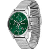  Shop Authentic Hugo Boss Skymaster Green Dial Silver Mesh Bracelet Watch for Men - 1513938 - Luxxuri