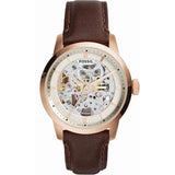 Shop Authentic Fossil Townsman Automatic Skeleton White Dial Brown Leather Strap Watch for Men - ME3078 - Luxxuri