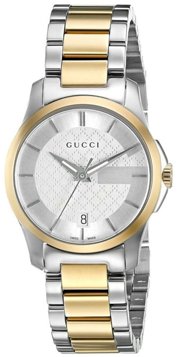  Shop Authentic Gucci G Timeless Quartz Silver Dial Two Tone Steel Strap Watch For Women - YA126531 - Luxxuri