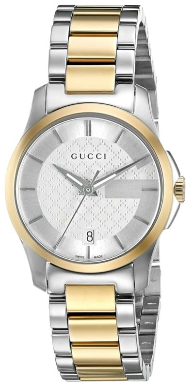  Shop Authentic Gucci G Timeless Quartz Silver Dial Two Tone Steel Strap Watch For Women - YA126531 - Luxxuri