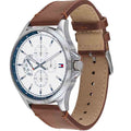  Shop Authentic Tommy Hilfiger Multi Function Quartz White Dial Brown Leather Strap Watch for Men - 1791614 - Luxxuri