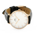  Shop Authentic Daniel Wellington Petite Sheffield White Dial Black Leather Strap Watch For Women - DW00100174 - Luxxuri