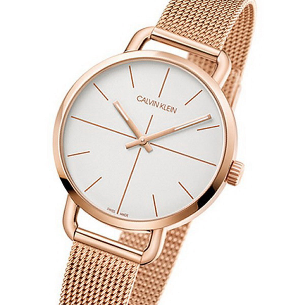  Shop Authentic Calvin Klein Even White Dial Rose Gold Mesh Bracelet Watch for Women - K7B23626 - Luxxuri