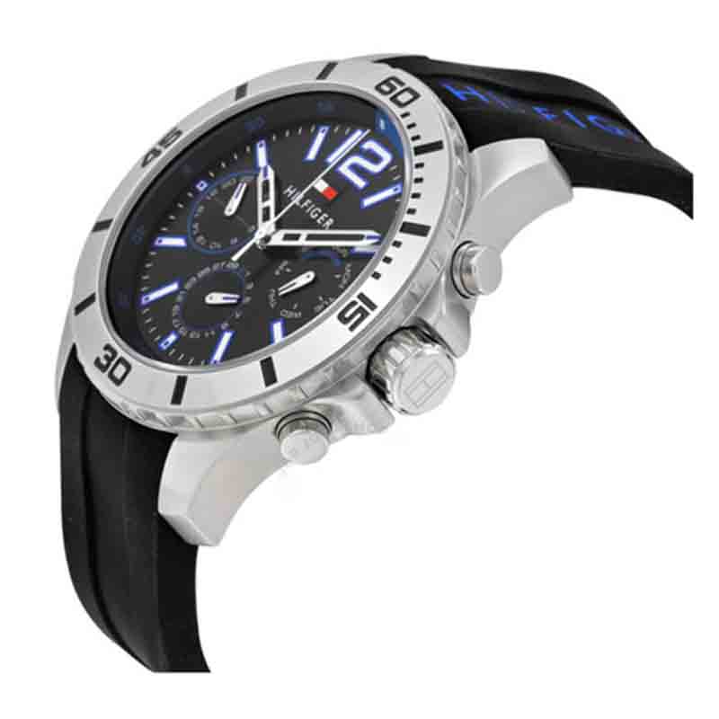  Shop Authentic Tommy Hilfiger Sport Multifunction Black Dial Black Rubber Strap Watch for Men - 1791143 - Luxxuri