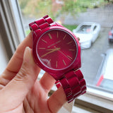  Shop Authentic Michael Kors Slim Runway Red Dial Red Steel Strap Watch For Women - MK3895 - Luxxuri