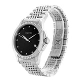  Shop Authentic Gucci G Timeless Diamonds Black Dial Silver Steel Strap Watch For Women - YA126408 - Luxxuri