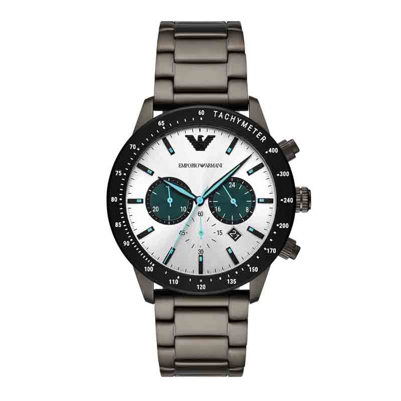  Shop Authentic Emporio Armani Mario Chronograph White Dial Black Steel Strap Watch For Men - AR11471 - Luxxuri