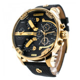 Shop Authentic Diesel Mr Daddy Black & Gold Dial Black Leather Strap Watch For Men - DZ7371 - Luxxuri