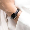  Shop Authentic Daniel Wellington Quadro Sheffield Black Dial Black Leather Strap Watch For Women - DW00100435 - Luxxuri