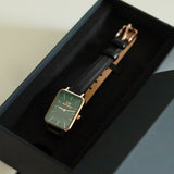  Shop Authentic Daniel Wellington Quadro Pressed Sheffield Green Dial Black Leather Strap Watch For Women - DW00100439 - Luxxuri