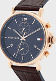  Shop Authentic Tommy Hilfiger Daniel Blue Dial Brown Leather Strap Watch for Men - 1710418 - Luxxuri