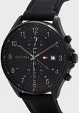  Shop Authentic Tommy Hilfiger West Chronograph Black Dial Black Leather Strap Watch For Men - 1791711 - Luxxuri