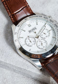  Shop Authentic Hugo Boss Ikon White Dial Brown Leather Strap Watch for Men - 1513175 - Luxxuri