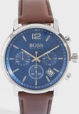  Shop Authentic Hugo Boss Attitude Blue Dial Brown Leather Strap Watch for Men - 1513606 - Luxxuri
