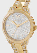 Michael Kors Runway Mercer Crystals Silver Dial Gold Steel Strap Watch For Women - MK6715