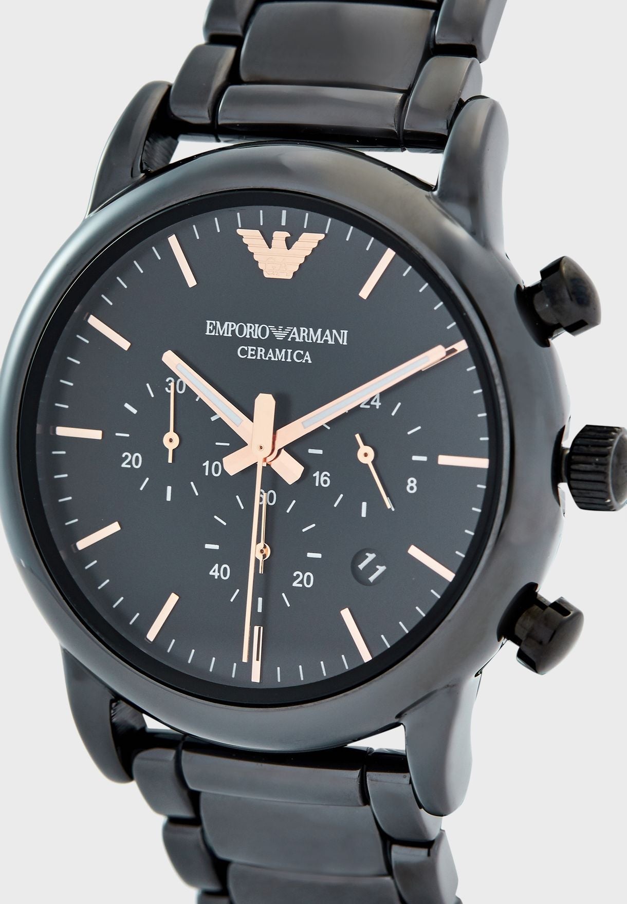  Shop Authentic Emporio Armani Luigi Ceramic Chronograph Black Dial Black Strap Watch For Men - AR1509 - Luxxuri
